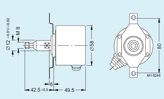 Присоединительные и габаритные размеры энкодера